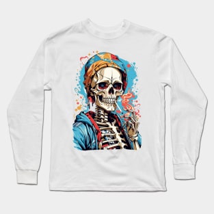 Skeleton Smoking a ciggy Long Sleeve T-Shirt